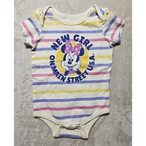 Disney World Minnie Mouse New girl On Main Street U.S.A Bodysuit Size 3-6 mos